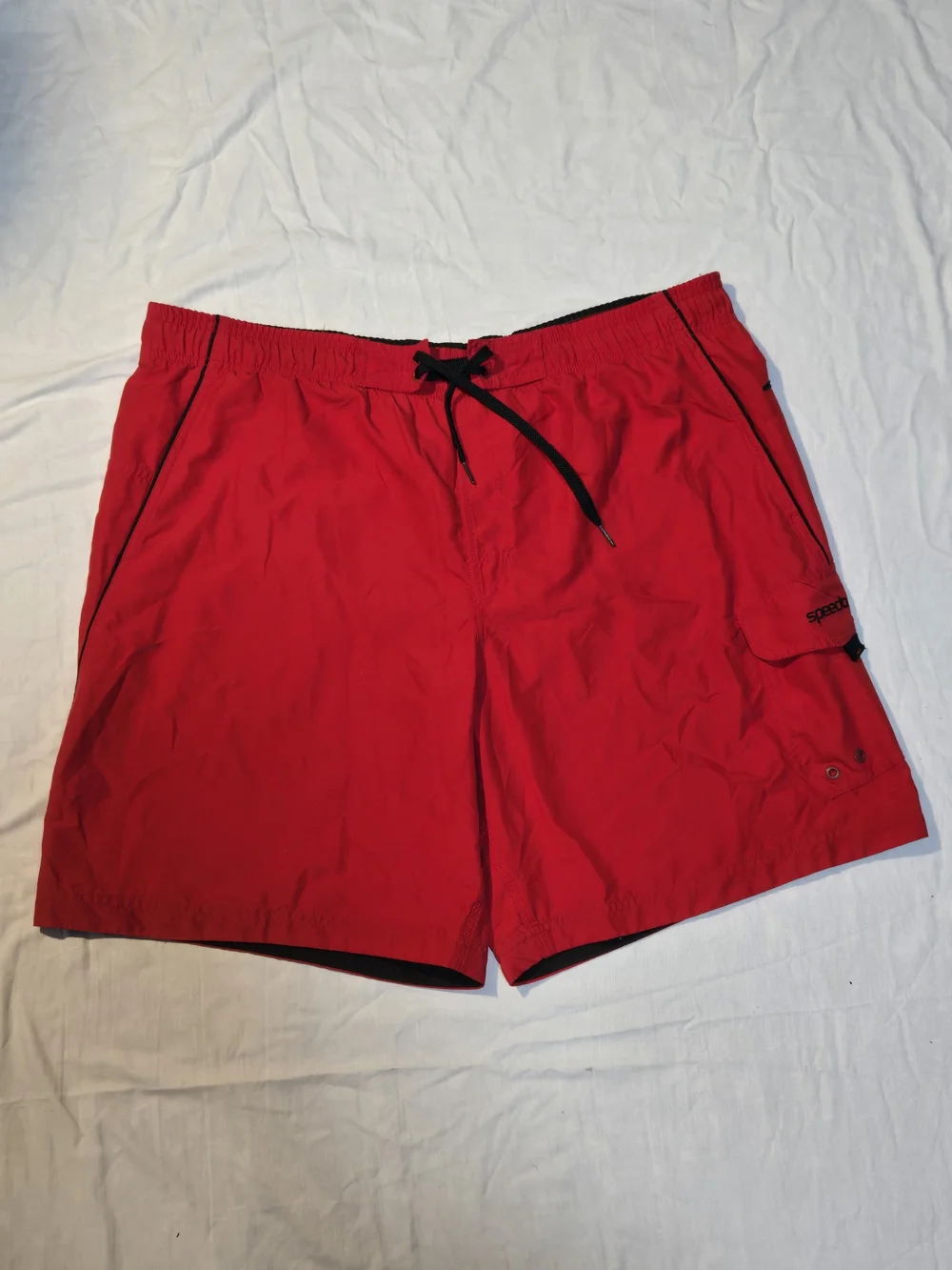 Speedo Red Men's Swim Trunks with Black Drawstring